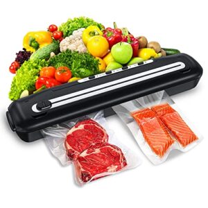 vacuum sealer food vacuum sealer machine with built-in cutter，one-touch automatic food sealer with external vacuum system for storage both dry and moist foods, vacuum bags included