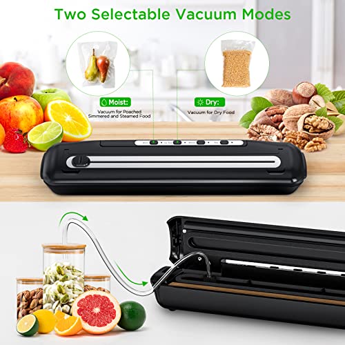 Vacuum Sealer Food Vacuum Sealer Machine with Built-in Cutter，One-Touch Automatic Food Sealer with External Vacuum System for Storage Both Dry and Moist Foods, Vacuum Bags Included