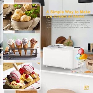 UKKISO Ice Cream Maker for Home: 1.2 Quart Automatic Ice Cream Maker Machine with LCD Display, Stainless Steel Homemade Soft Serve Ice Cream Machine with Compressor for Kids, Home, Holiday