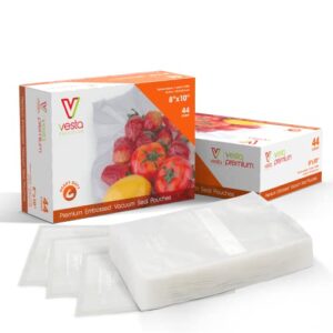 [5 mil food vacuum bags] vesta precision premium precut vacuum sealer bags - 8 x 10 inches, 44 count, 5 mil thickness, puncture resistant, ideal for food storage, meal prep, and sous vide