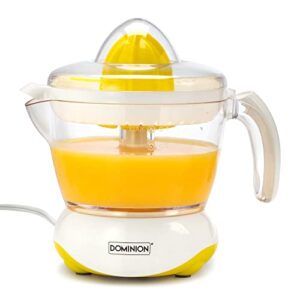 dominion bpa-free electric citrus juicer extractor, compact volume pulp control, oranges, lemons, limes, grapefruits with easy pour spout, 24oz, white