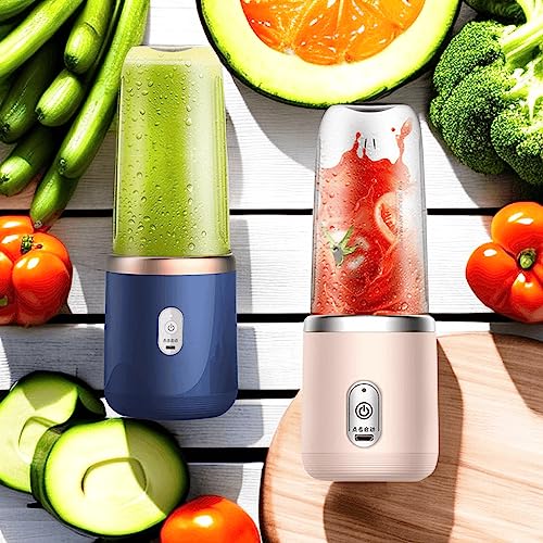 Portable Blender Cup, Personal Electric Blender with Bottle for Shakes and Smoothies, USB Rechargeable Fruit Juicer, 6 Blades Handheld Blenders for Sports Travel and Outdoors (Blue)