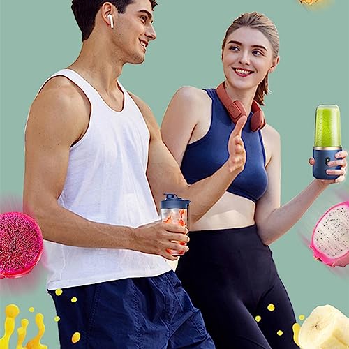 Portable Blender Cup, Personal Electric Blender with Bottle for Shakes and Smoothies, USB Rechargeable Fruit Juicer, 6 Blades Handheld Blenders for Sports Travel and Outdoors (Blue)