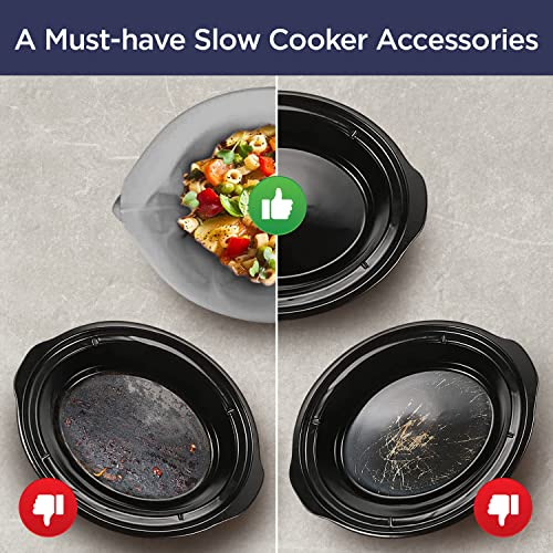 Slow Cooker Liners 2 pack - Sillicone Reusable - For 6-8 Quarts - Easy to Clean - Sleek design - Leak Proof - Fits Round and Oval Pots