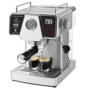 homtone espresso machine 20 bar, stainless steel espresso machine with milk frother for cappuccino, latte, touch screen espresso coffee maker for home (retro)