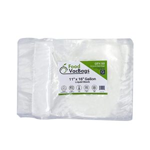 50 - foodvacbags 11" x 16" liquid block gallon vacuum sealer bags, moisture dam barrier, absorbent cellulose strip