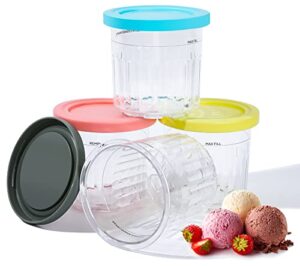 lp 4 pcs ice cream pints containers and lids, 16oz cups compatible with nc301 nc300 nc299amz series creami ice cream makers, creami deluxe pint containers, bpa-free, dishwasher safe