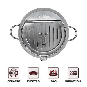 Saltlas Deep Fryer Pot (°F), 11"/4.4Qt (4.2 L) Extra Large Tempura Frying Pot with Lid, 304 Stainless Steel Fry Pot with Fahrenheit Temperature Control and Oil Drip Drain Rack