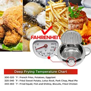 Saltlas Deep Fryer Pot (°F), 11"/4.4Qt (4.2 L) Extra Large Tempura Frying Pot with Lid, 304 Stainless Steel Fry Pot with Fahrenheit Temperature Control and Oil Drip Drain Rack