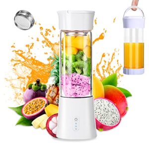 portable blender for smoothies and shakes, usb rechargeable personal blender with 6 blades,mini blender with travel cup and lid,handheld personal size blender for home/gym/travel,bpa-free(white)