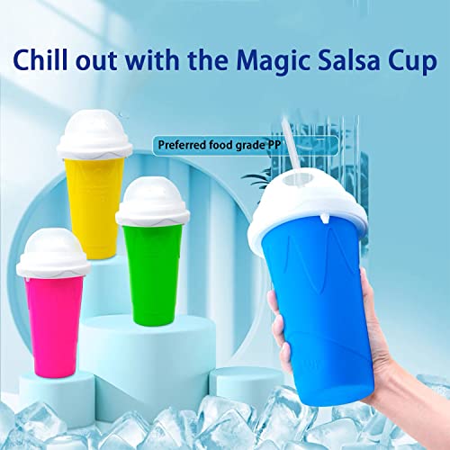 Slushy Cup Slushie Maker Cup, Frozen Magic Smoothies Cup, Double Layers Silica Cup,Magic Quick Frozen Smoothies Cup，DIY Homemade Slushies,Magic Slushy Maker Squeeze Cup Portable for Milkshake… (Pink)