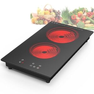 gihetkut electric cooktop,built-in and countertop electric stove top, 2100w 110v induction cooktop, 9 heating level, timer & kid safety lock, sensor touch control