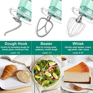 Upgraded Household Stand Mixer for Peicual 800W 10+P Speed High-Performance Tilt-Head Electric Kitchen Mixer 5.5 QT Stainless Steel Bowl with Dough Hook Flat Beater Wire Whisk & Splash Guard