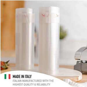 MagicVac Vacuum Sealer Rolls 2 Roll Pack 8"x20' Length Thicker Heavy Duty Material for Sous Vide, Meal Prep, Microwave and Freezer works with FoodSaver, Seal-a-Meal and more BPA Free Made in Italy