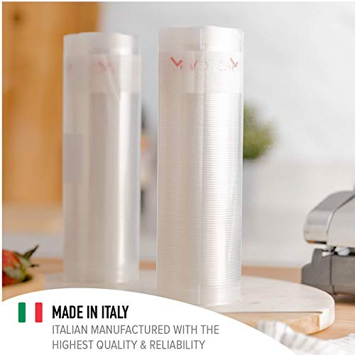 MagicVac Vacuum Sealer Rolls 2 Roll Pack 8"x20' Length Thicker Heavy Duty Material for Sous Vide, Meal Prep, Microwave and Freezer works with FoodSaver, Seal-a-Meal and more BPA Free Made in Italy