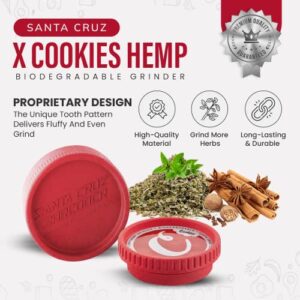 Santa Cruz Shredder x Cookies Hemp Grinder for Herbs Knurled Top for Stronger Grip Size Medium 2.2" (2, Red)