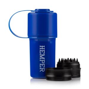 hemper keeper 3-in-1 grinder + storage system with smell proof storage with travel ready tether strap | lightweight