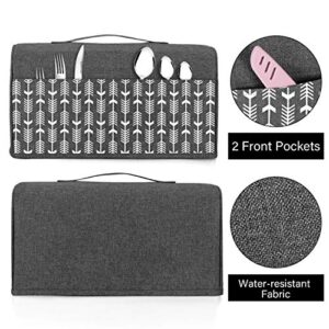 Yarwo 4 Slice Toaster Cover with Pockets and Top Handle, Nylon Toaster Cover Fits for Most 4 Slice Long Slot Toasters, Gray with Arrow