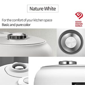 Cuchen CRT-RPK0670WUS 6 Cup 2.1 Ultra High-Pressure Induction Heating Rice Cooker and Warmer, Full Stainless Power Lock System, Auto Steam Clean, Voice Guide, Made in Korea, White (6 CUP, WHITE)