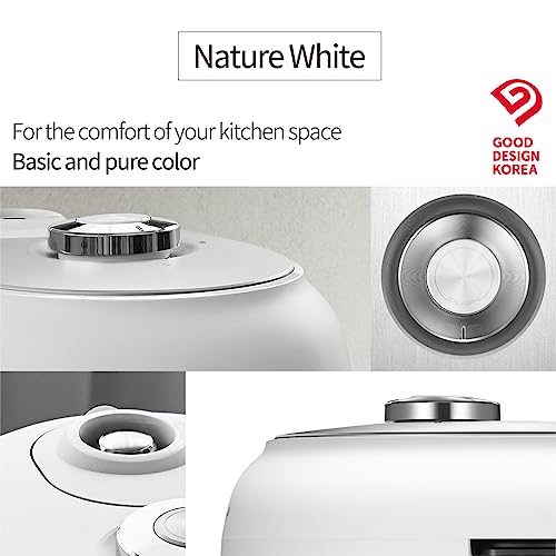 Cuchen CRT-RPK0670WUS 6 Cup 2.1 Ultra High-Pressure Induction Heating Rice Cooker and Warmer, Full Stainless Power Lock System, Auto Steam Clean, Voice Guide, Made in Korea, White (6 CUP, WHITE)