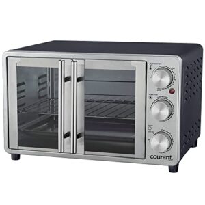 Courant French Door Convection Toaster Oven & Broiler, Bake Broil Toast Oven, Fits 9x13’’ Baking Pan, 6-Slices, 10’’ Pizza, Convection Oven - Stainless Steel