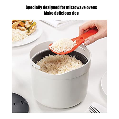 Microwave Rice Cooker Steamer, Microwave Pasta Cooker with Strainer, 2 L Microwave Cookware Set for Rice, Pasta, Vegetables, Quinoa, Oatmeal, Ramen Non stick, Dishwasher Safe, BPA Free