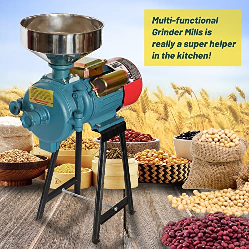 Electric Grinder, Woueniut High Power Adjustable Thickness Grain Mill Electric Dry Powder Machine for Spices Seeds Herb Rice Corn