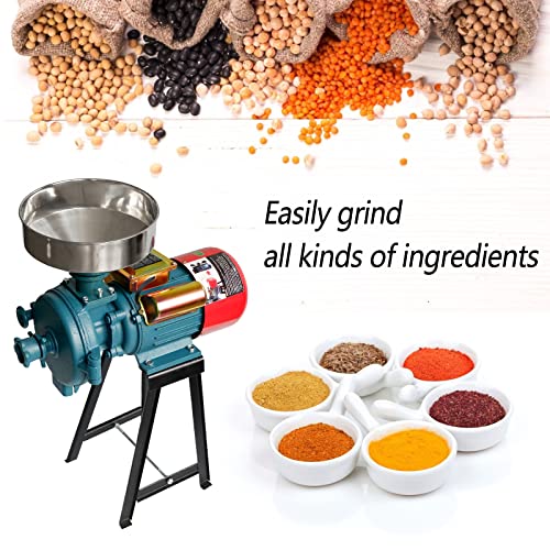 Electric Grinder, Woueniut High Power Adjustable Thickness Grain Mill Electric Dry Powder Machine for Spices Seeds Herb Rice Corn