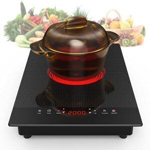 vbgk electric cooktop, electric stove top with touch control, 9 power levels, kids lock & timer, hot surface indicator, overheat protection,110v 2000w induction cooktop