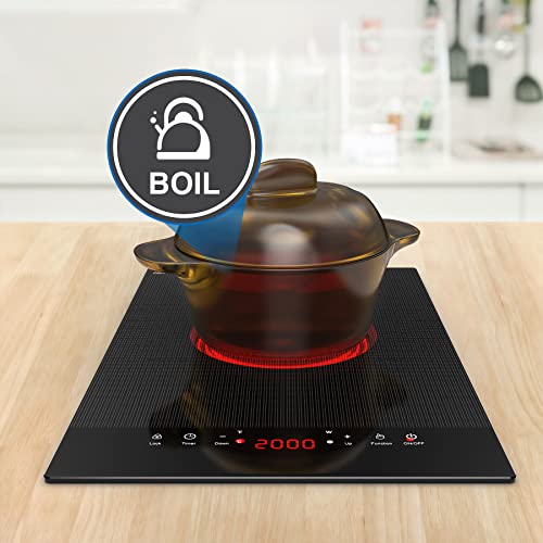 VBGK Electric Cooktop, Electric Stove Top with Touch Control, 9 Power Levels, Kids Lock & Timer, Hot Surface Indicator, Overheat Protection,110V 2000W induction cooktop