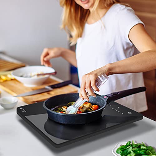 CIARRA CATIH1 1800W Portable Induction Cooktop, Ultra Slim Single Electric Countertop Burner with Sensor Touch and Digital timer ETL Approved