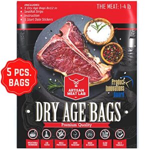 dry aging bags for meat vacuum sealer no required easily create dry age meat at home breathable membrane kit 5pcs 8x16 in (20x40cm) 1-5lb up to 2.5kg