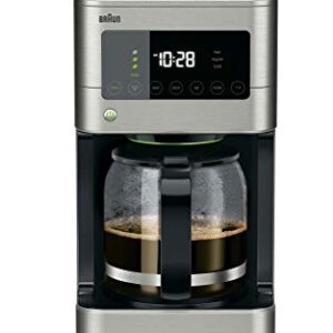 Braun Brew Sense 12 Cup Touch Screen Drip Coffee Maker Machine with Brew Strength Options, 2 Hour Shut Off and 24 Hour Timer, Stainless Steel