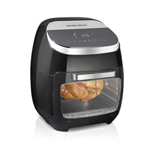 hamilton beach 11.6 qt digital air fryer oven with rotisserie, 8 pre-set functions including dehydrator, roaster & toaster, 1700w, black (35073)