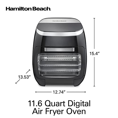 Hamilton Beach 11.6 QT Digital Air Fryer Oven with Rotisserie, 8 Pre-Set Functions including Dehydrator, Roaster & Toaster, 1700W, Black (35073)