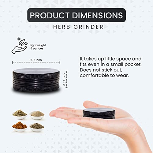 Small Thin Herb Chromium Crusher Grinder 2 inch (Black Color)