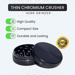 Small Thin Herb Chromium Crusher Grinder 2 inch (Black Color)