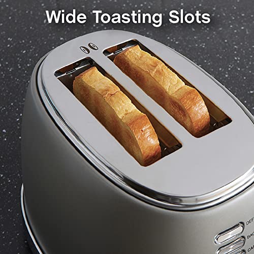 West Bend Toaster 2 Slice Retro-Styled Stainless Steel with 4 Functions and 6 Shade Settings, 850-Watts, Gray