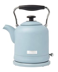 haden 75025 highclere vintage retro 1.5 liter/6 cup capacity innovative cordless electric stainless steel tea pot kettle with 360 degree base, pool blue