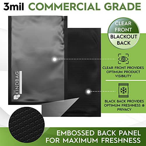 The Kind Bag Vacuum Seal Bags for Food; Food Grade, BPA Free & Freezer Safe; Airtight, Odor Free and Moisture Free; Commercial Grade 3mil Clear & Black; 6x8 inch Pre Cut Bags (100ct)