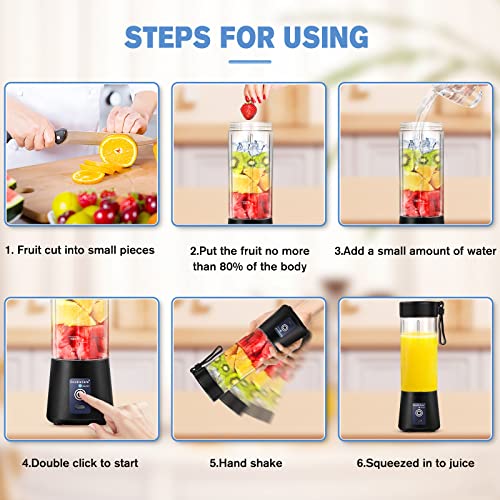 Portable Blender for Shakes and smoothies with Scale, 4000mAh Personal Electric Blender 15.2 oz,150w 6-Blades Blender Bottles, USB Rechargeable Mini Fruit Juicer for Travel, Office, Outdoors