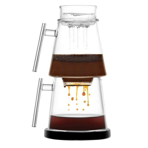 Pure Over Glass Pour Over Coffee Maker Kit | 6 Piece Set w/Mug | Built-In Paperless Reusable Glass Filter | Easy to Clean | Made of Borosilicate Glass | Heat Resistant