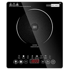 vivohome 120v 1800w electric portable induction cooktop with 8 preset buttons, sensor touch countertop burner with 180-min countdown timer and 0-24h timing start, 140-460℉ temperature adjustable