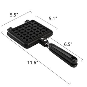 Dicunoy Pan Waffle, Nonstick Waffle Maker Pan, Stove Top Waffle Skillet for Belgian Waffles Sandwich Toaster, Breakfast, 5.5" L x 5.1" W, Sandwich Maker