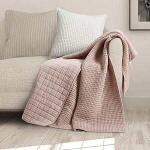 levtex home - mills waffle - throw - blush cotton waffle - throw size 50 x 60in.