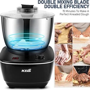 KBS 4Qt Large Stand Mixer, Double Mixing Blade with Fully Stainless Bowl,Dough Mixer Dough Maker with 180W High Speed & Pure Copper motor, 6 Useful accessories, Dishwash Safe