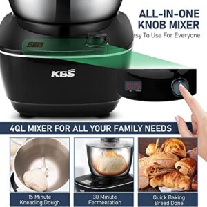 KBS 4Qt Large Stand Mixer, Double Mixing Blade with Fully Stainless Bowl,Dough Mixer Dough Maker with 180W High Speed & Pure Copper motor, 6 Useful accessories, Dishwash Safe