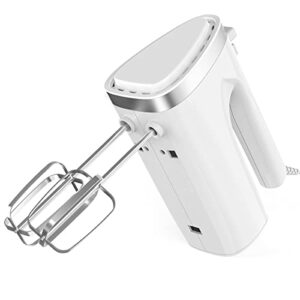hand mixer,550w electric whisk, turbo boost/self-control speed + 5 speed + eject button + 4 stainless steel attachments for home kitchen baking cake food beater