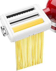 leixe pasta maker attachment for kitchenaid stand mixers 3 in 1 set includes pasta roller spaghetti cutter &fettuccine cutter, durable pasta attachments for kitchenaid