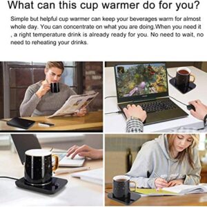 Misby Mug Warmer & Mug Set, Coffee Warmer for Desk Warmer for Desk Auto Shut Off Warmer Plate for Office Home Use, Beverage Warmers with Mug Lid for Water, Tea, Cocoa, Milk Temp Control (Include Cup)